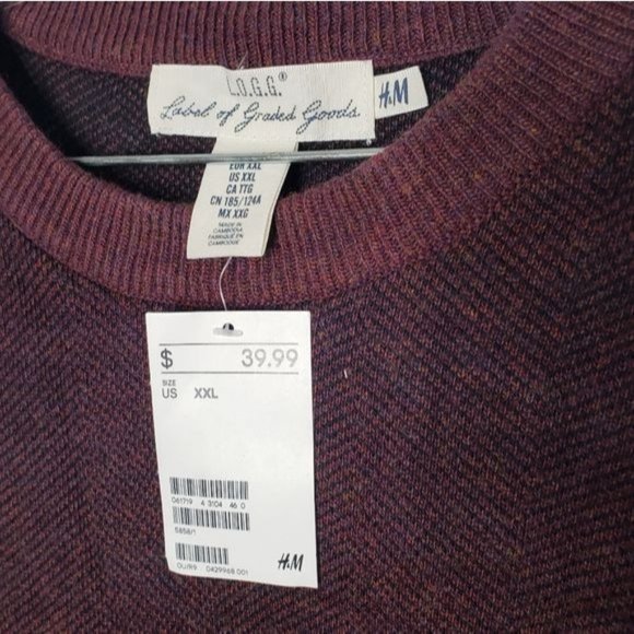 H&M Burgundy Wool Blend Crewneck Sweater - Picture 5 of 6